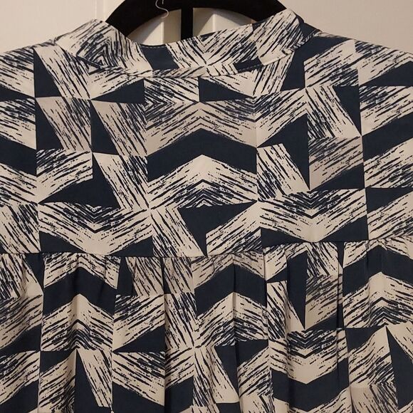 Alfani Blue and White Geometric Pattern A-Line Shift Dress Size 8 - Picture 9 of 15